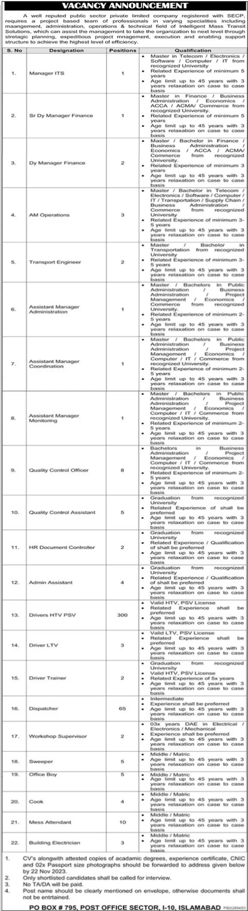 Public Sector Organization Jobs 2023 at PO BOX 795 Latest Advertisement