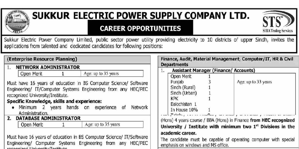 SEPCO Jobs 2023 at Sukkur Electric Power Company Online Apply