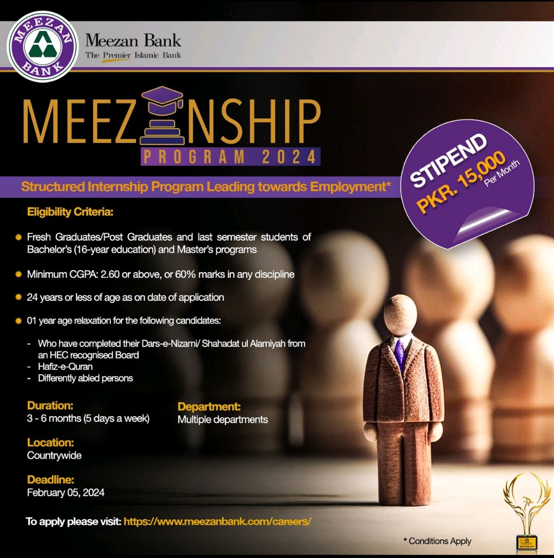 Meezan Bank Internship Program 2024 Online Apply for Meezanship