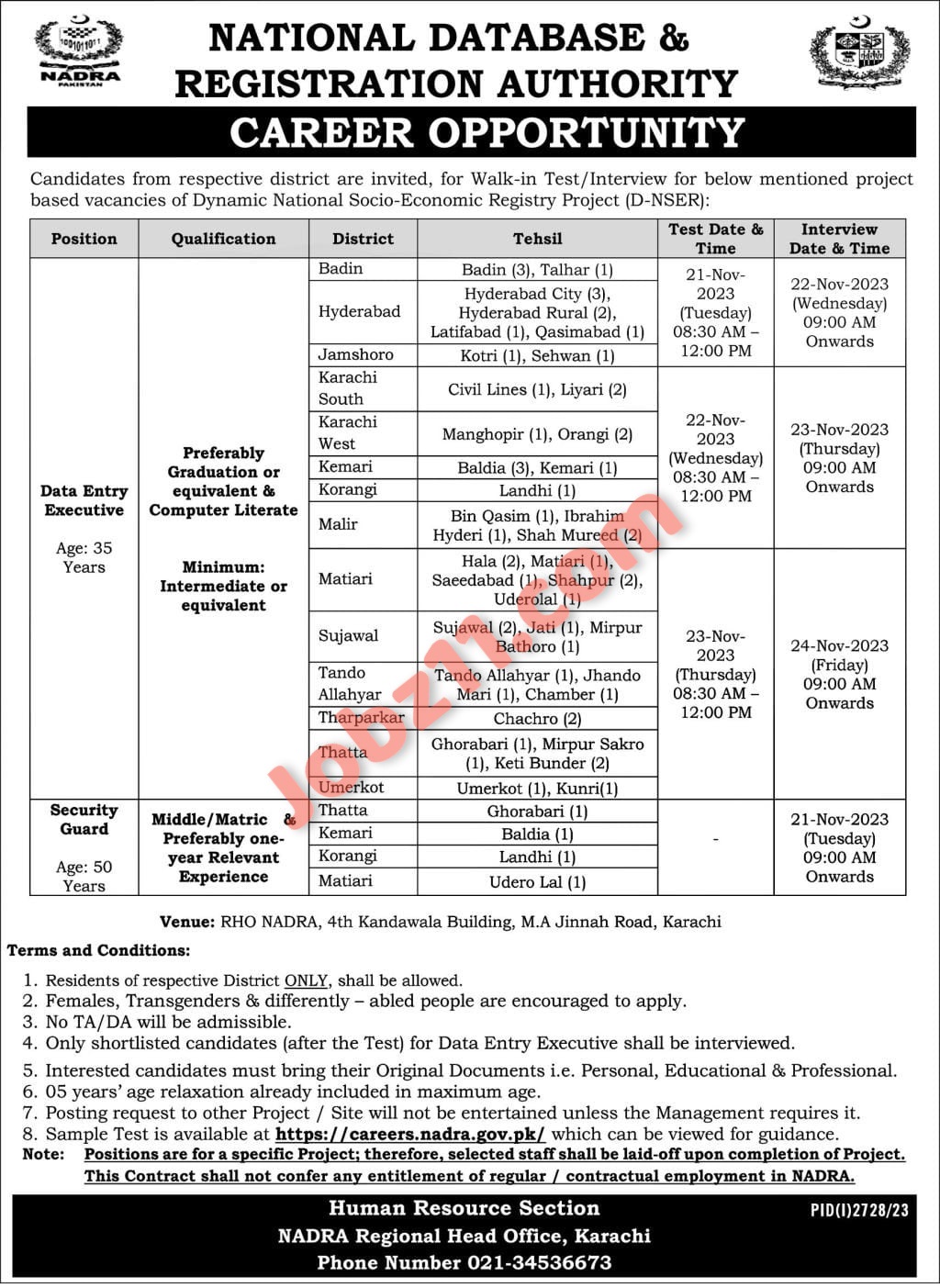 NADRA Karachi Jobs 2023