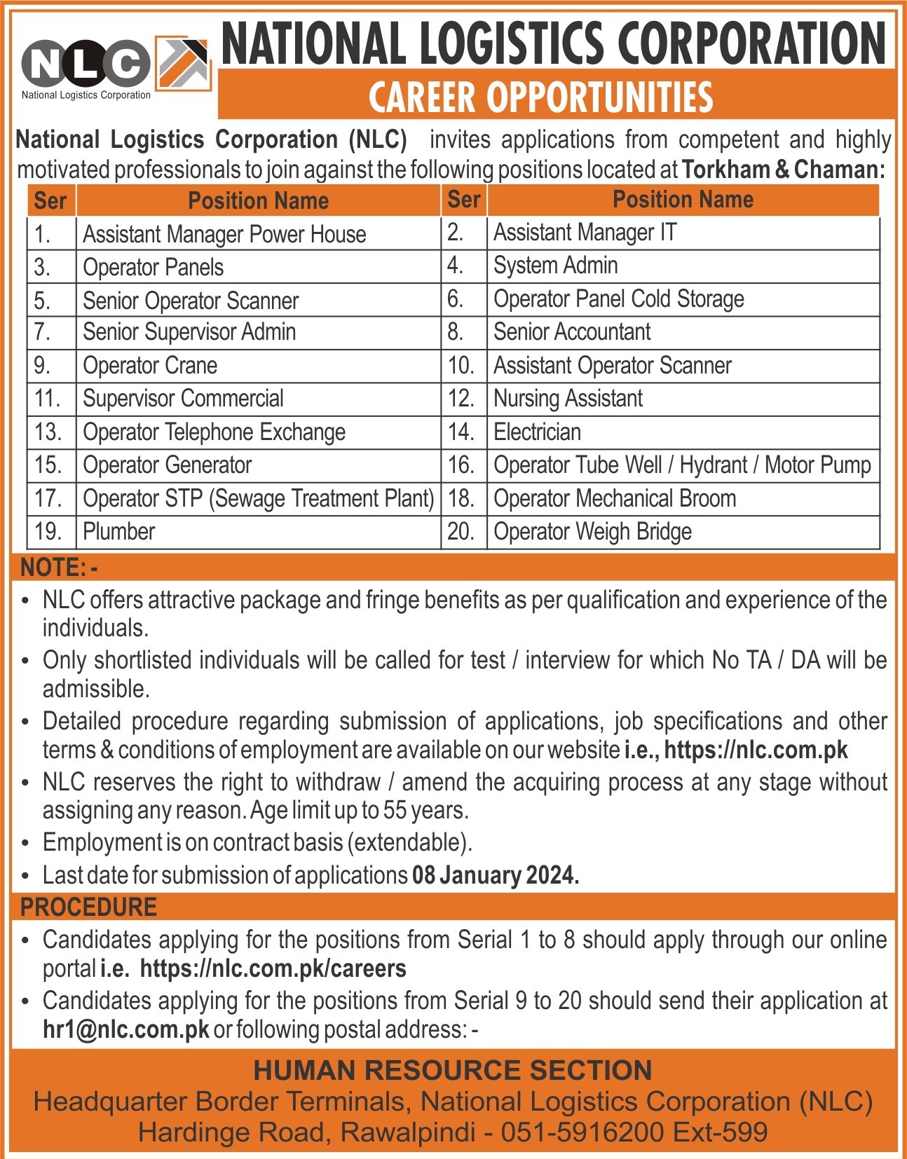 NLC Jobs in January 2024 Advertisement