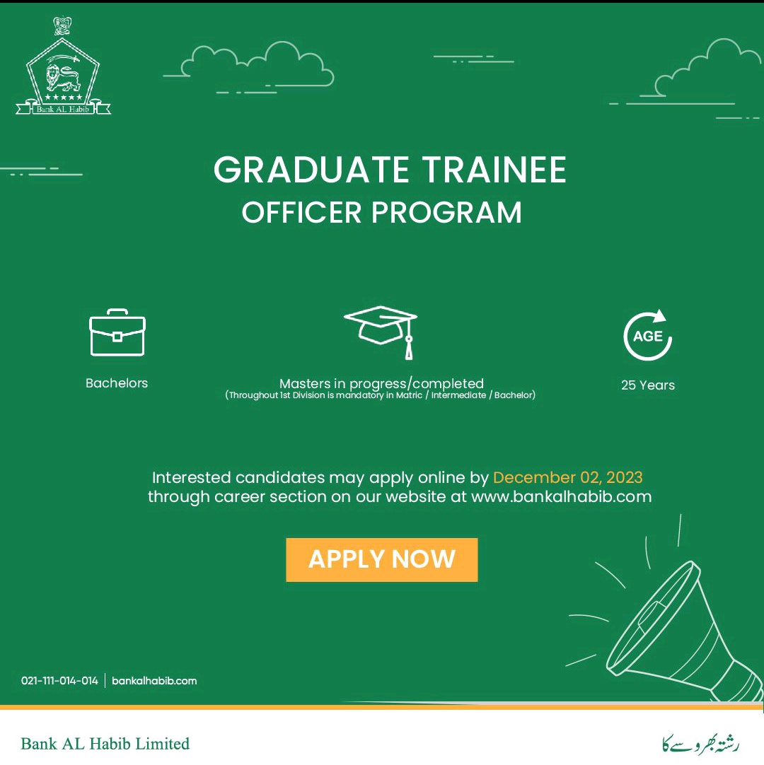 Bank AlHabib Graduate Trainee Officers Program 2023 Advertisement