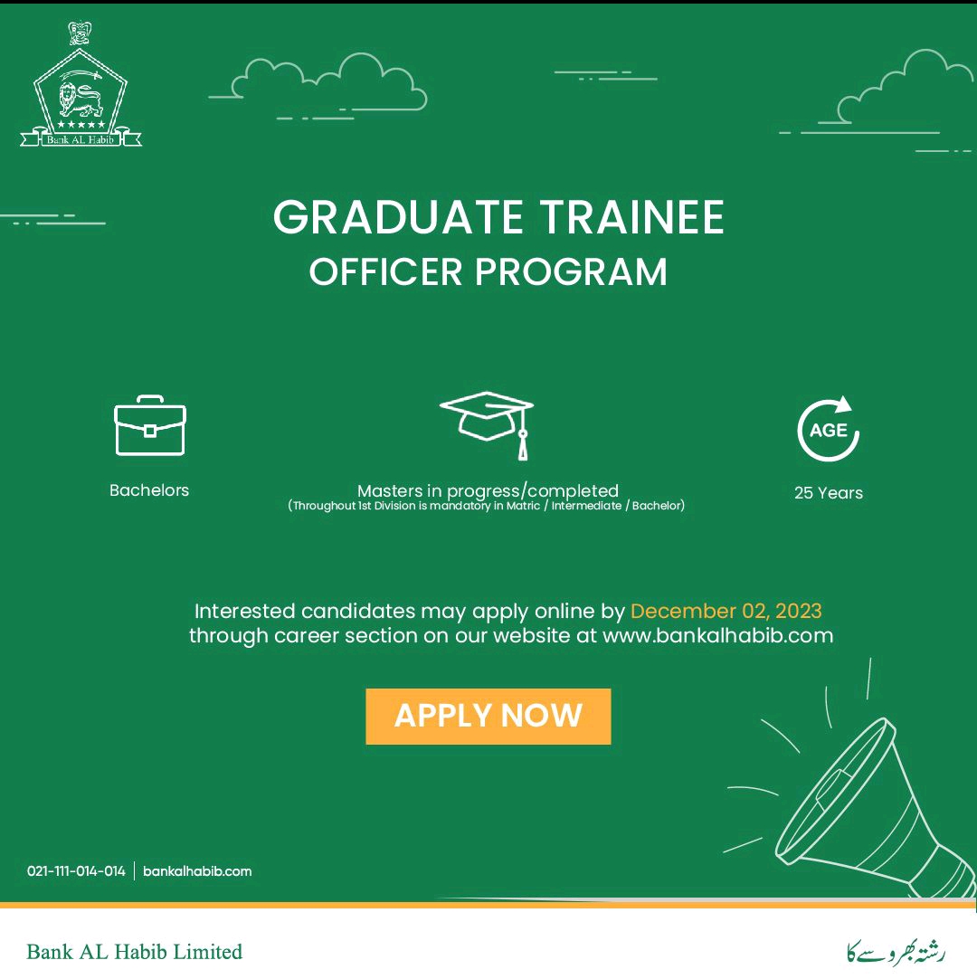 Bank AlHabib Graduate Trainee Officers Program 2023 Advertisement