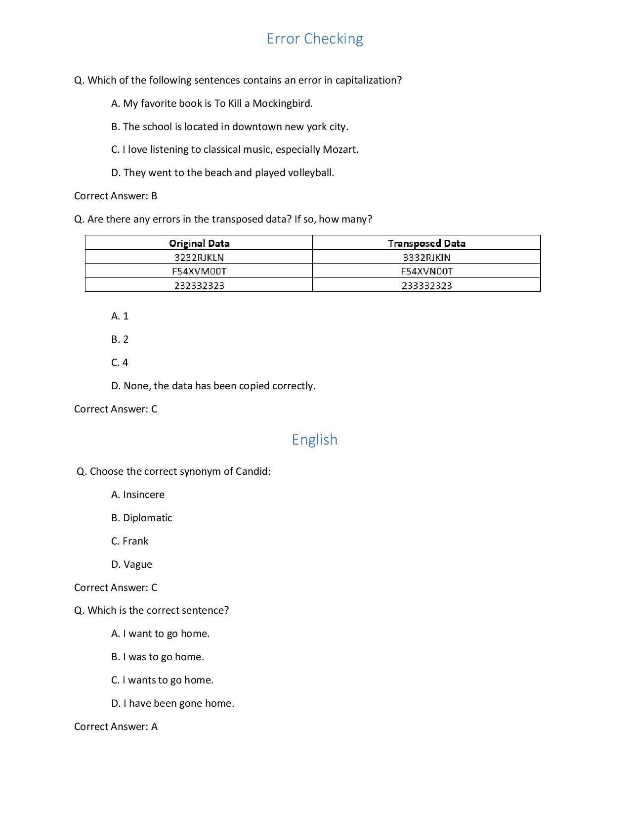 NADRA Written Test Sample MCQs