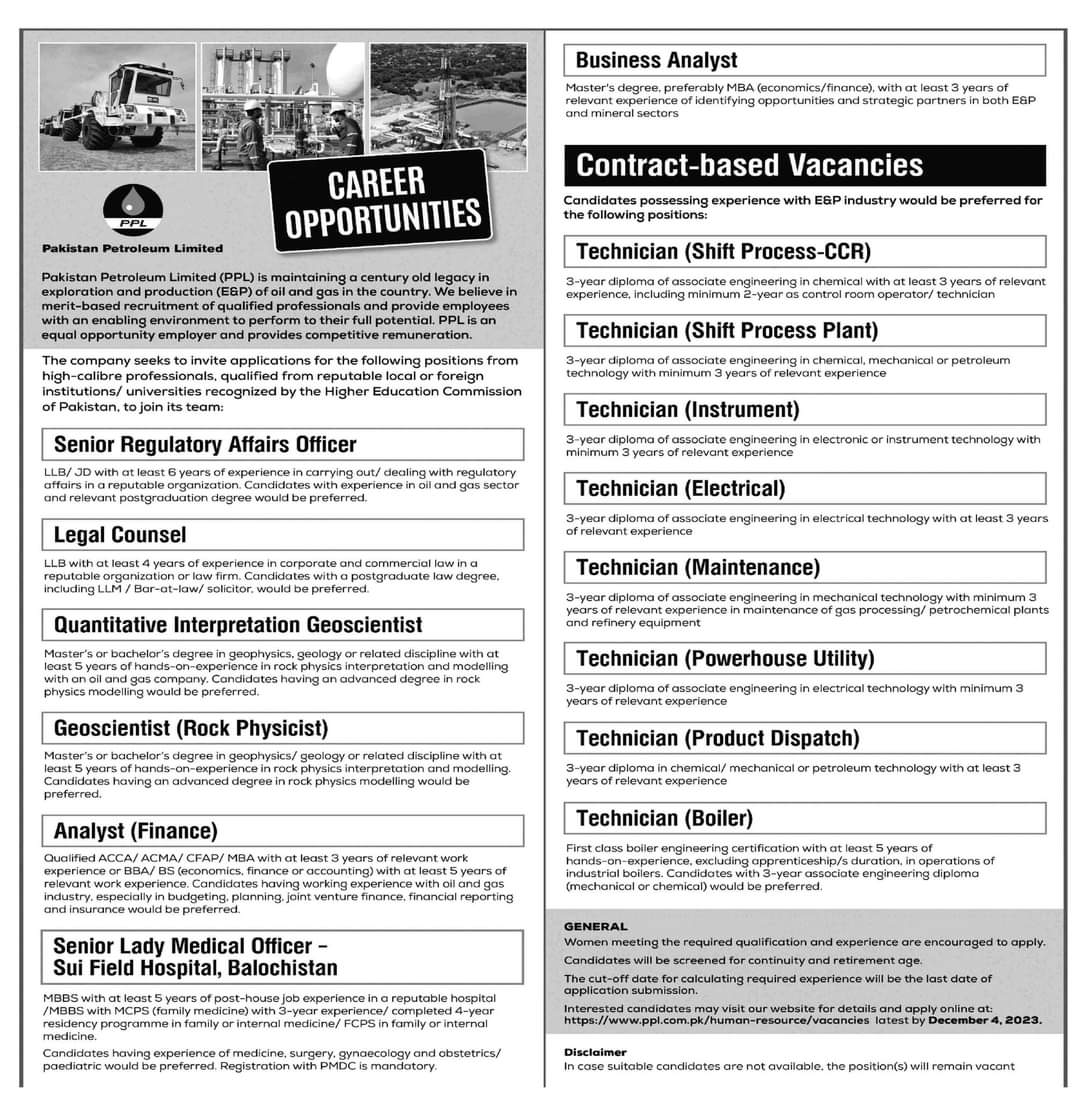 Pakistan Petroleum Limited PPL Jobs 2023 | Latest Advertisement Online Apply