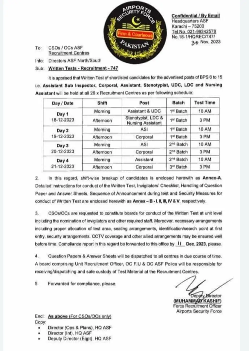 ASF Written Test Date 2023 Announced