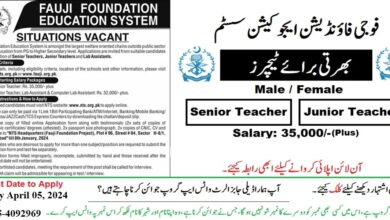 Fauji-Foundation-Education-System-Jobs-2024 Online Apply