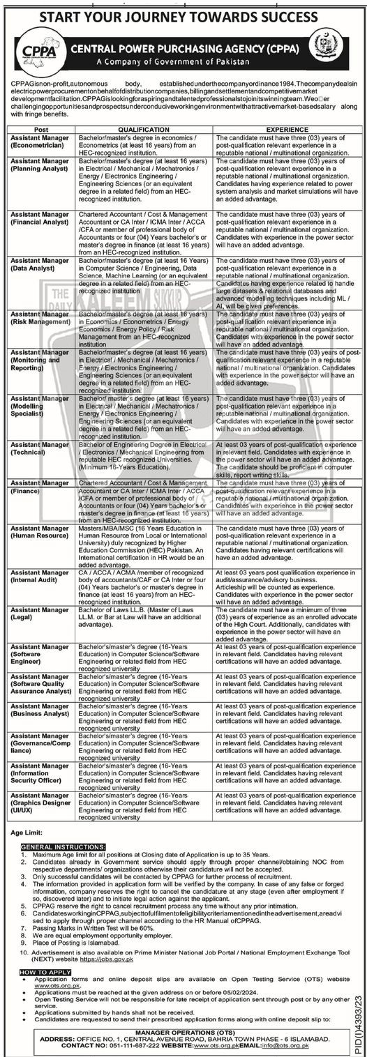 Central Power Purchasing Agency CPPA Jobs 2024 Online Apply