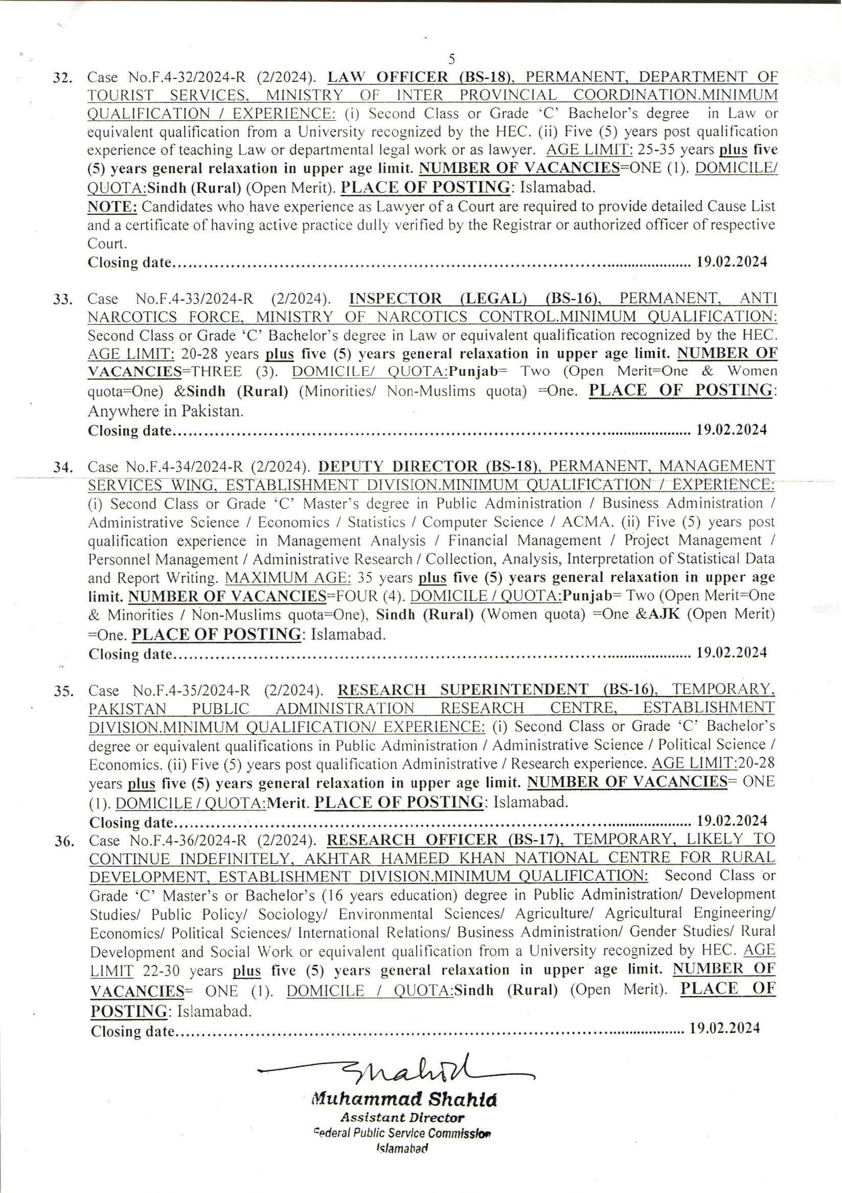 FPSC Jobs 2024 Consolidated Advertisement 02 Page 5
