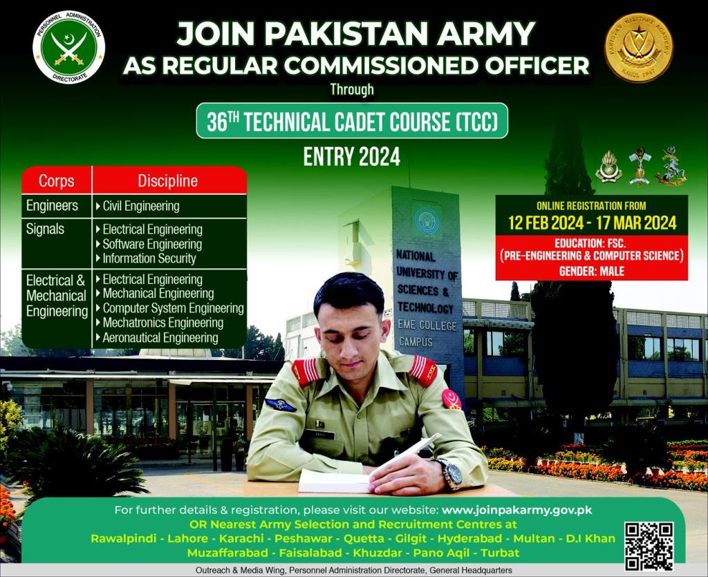 Join Pak Army Technical Cadet Course 36th Online Apply
