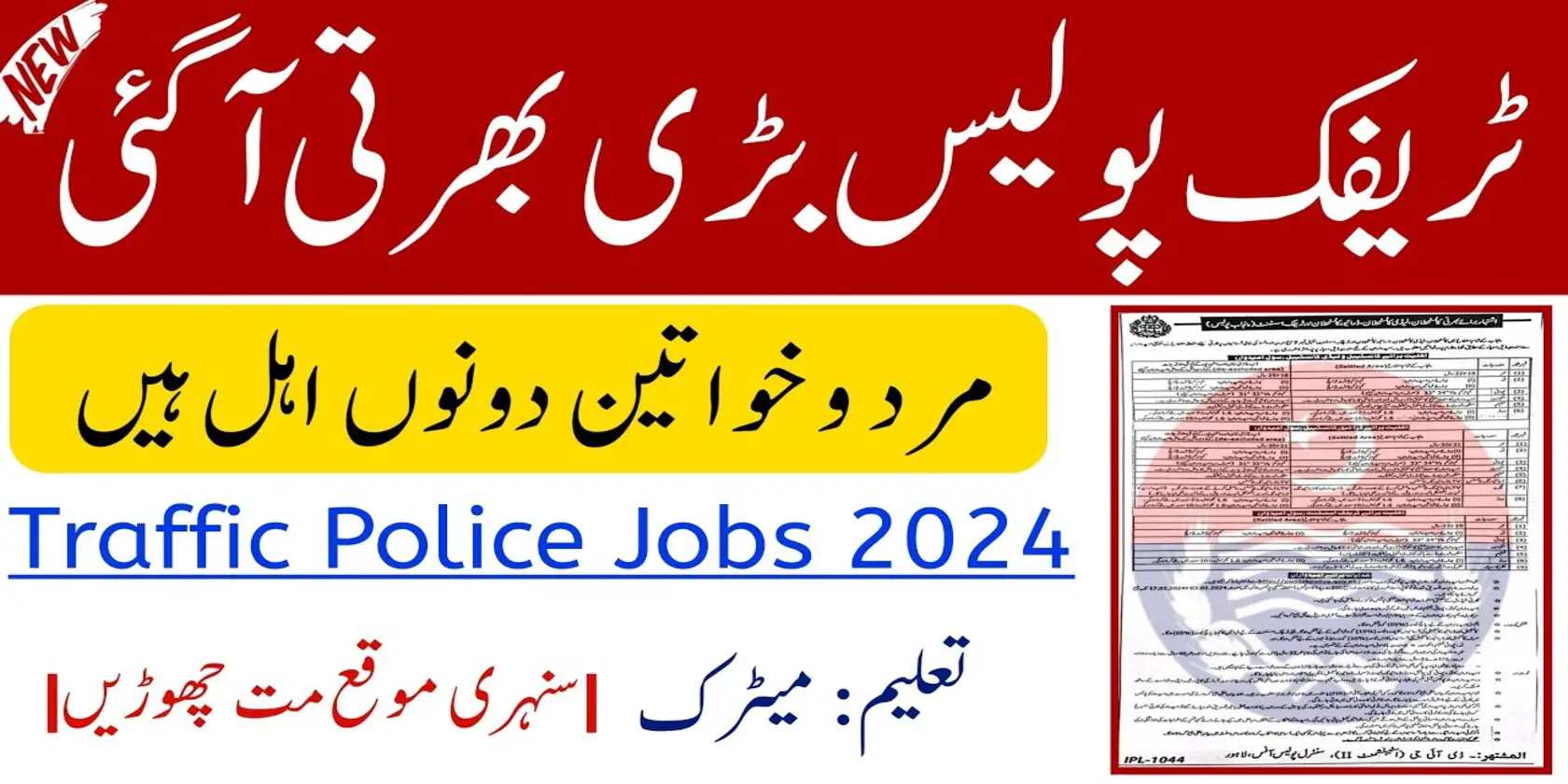 Punjab Traffic Police Jobs 2024