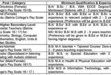 Bahria College Jobs 2024 in March