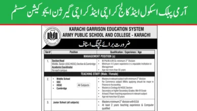 Karachi Garrison Education System APS Jobs 2024 Latest Advertisement